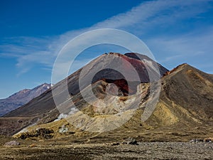 View of Mount Ruapehu, Mount Ngauruhoe and Mount Tongariro