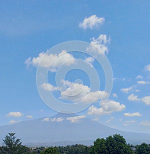View of Mount Slamet seen from Banyumas Regency