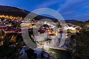 View of Mount Srd and Dubrovnik at dark