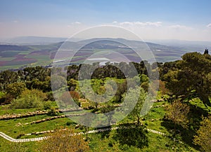 View from the Mount Tabor to the Jezreel Valley. Mount Tabor is located in Lower Galilee, Israel.