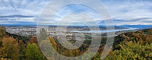 View from mount Uetliberg to Zurich in Switzerland