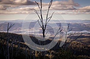 View from Mount Wellington overlooking Hobart, Tasmania, Australia