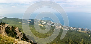 The view from the mountain AI-Petri cable car, Yalta, the Crimea, the black sea coast