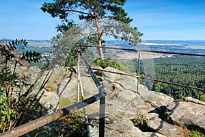 View from mountain Ameisenberg rock in Zittau Mountains