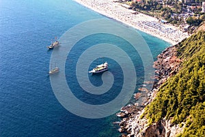 View from the mountain on Cleopatra Beach Alanya, Turkey