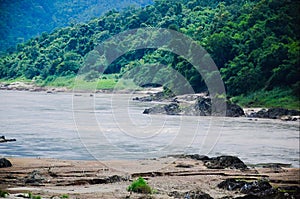 View of mountain and forest beside Salween River