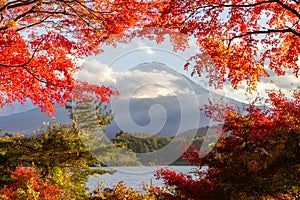 View of mountain Fuji in autumn Japon