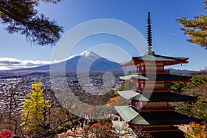 View of mountain Fuji in autumn Japon photo