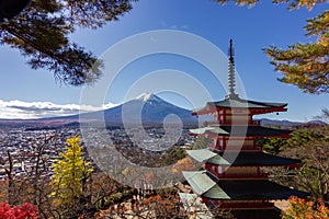 View of mountain Fuji in autumn Japon photo