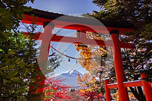 View of mountain Fuji in autumn Japon photo