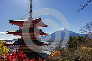 View of mountain Fuji in autumn Japon photo