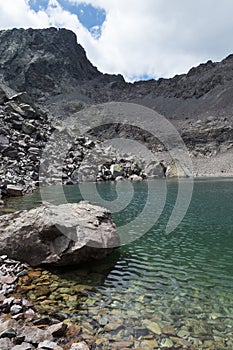 View of mountain glacial lake