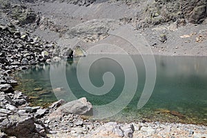 View of mountain glacial lake