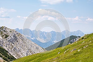 View from mountain Hochobir, Austria, to Karawanks, Border to Slovenia