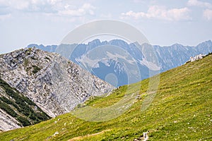 View from mountain Hochobir, Austria, to Karawanks, Border to Slovenia