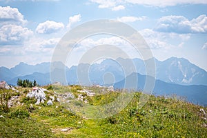 View from mountain Hochobir hiking path to Kamnikâ€“Savinja Alps