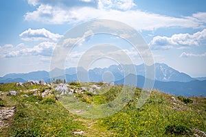 View from mountain Hochobir hiking path to Kamnikâ€“Savinja Alps