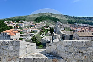 View of Mountain and Homes from Wall of Old Town Dubrovnik