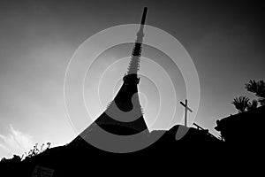 view of mountain hotel and transmitter with cross