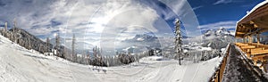 View from mountain hut in skiresort Werfenweng to Tennen mountains