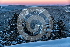 View of the mountain Khamar-Daban in the early morning