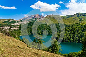 View on mountain lake MaralGol in Azerbaijan