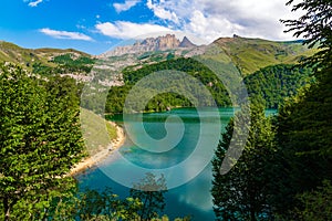 View on mountain lake MaralGol in Azerbaijan