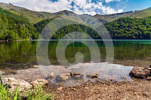 View on mountain lake MaralGol in Azerbaijan