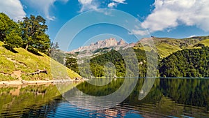 View on mountain lake MaralGol in Azerbaijan