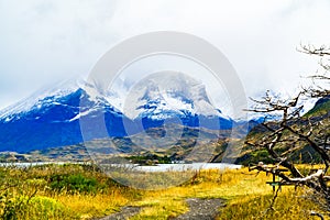 View of the mountain at Lake Pehoe