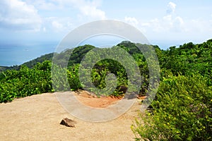 View from mountain Nid d`Aigle in the La Digue island. photo