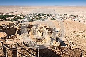 View of mountain oasis Chebika, Sahara desert, Tunisia, Africa