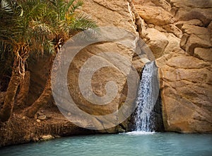 View of mountain oasis Chebika, Sahara desert, Tunisia, Africa