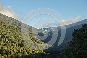 View of the mountain pass of Navacerrada in the Sierra de Guadarrama National Park. Madrid, Spain photo