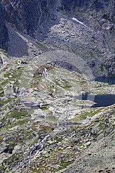 Pohled na horské štíty a alpskou krajinu Vysoké Tatry, Slovensko