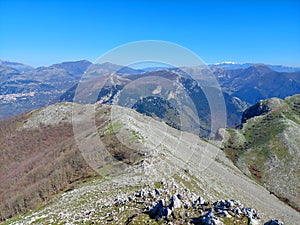 View of the mountain peaks. Appenines.