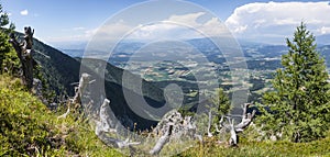 View from mountain Petzen to valley Drau in Carinthia photo