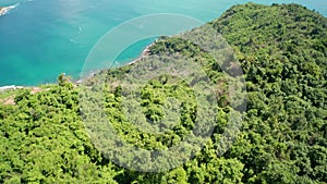 View from mountain on pha hin dam to see nai harn beach and promtep cape