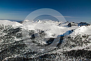 View of a mountain plain from a height.