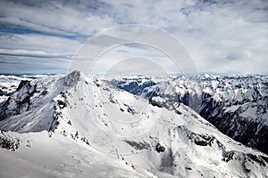 The view pf the mountain range from Hintertux glaciar photo