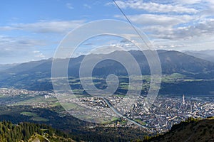 View of the mountain region Nordkette near Innsbruck in Austria photo