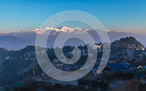 View of a mountain ridge of Kanchendzhonga, from the neighborhood of the city of Darjeeling