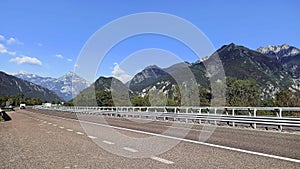 View of mountain from road in north Italy