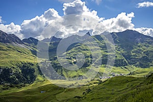 View from the mountain Seekopf to Zuers, Vorarlberg, Austria