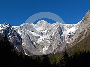 View of mountain Skiuta in Kamnik-Savinja alps