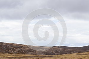 View of the mountain, the sky and some vegetation in the morning, located in Shupluy, Ancash - Peru