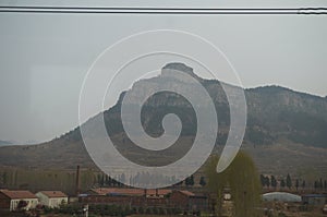 View of Mountain Tai on motor train