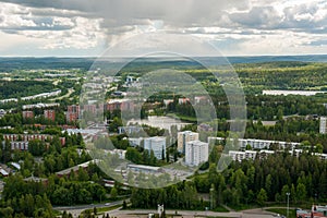 View from mountain to Kuopio and lakes, Northern Savonia, Finland photo