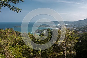 View from the mountain to the sea and the beach