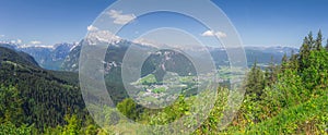 View of mountain valley near Jenner mount in Berchtesgaden National Park, Alps